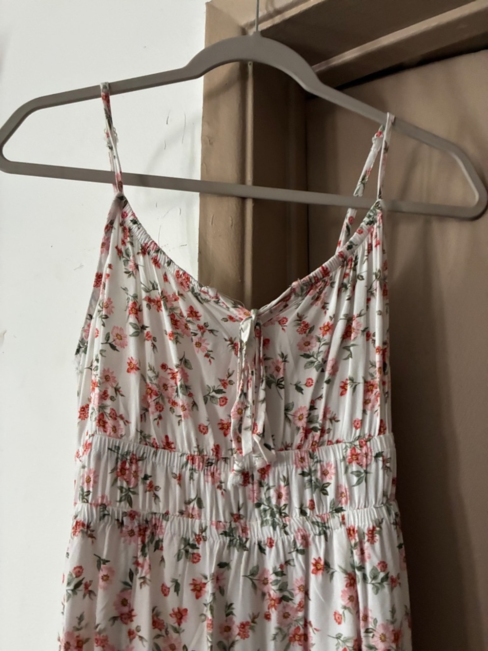 Ambiance Light Pink Floral Spaghetti-Strap Maxi Dress with Front Slits - Picture 5 of 5